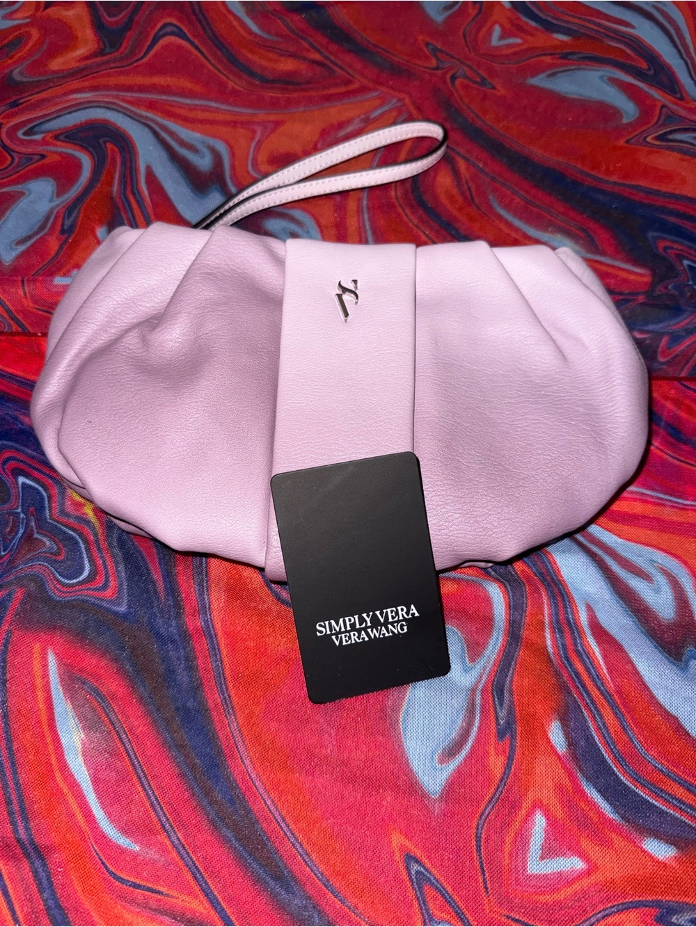Simply Vera Vera Wang Pink Lilac Ruched Cloud Clutch Shoulder Wristlet